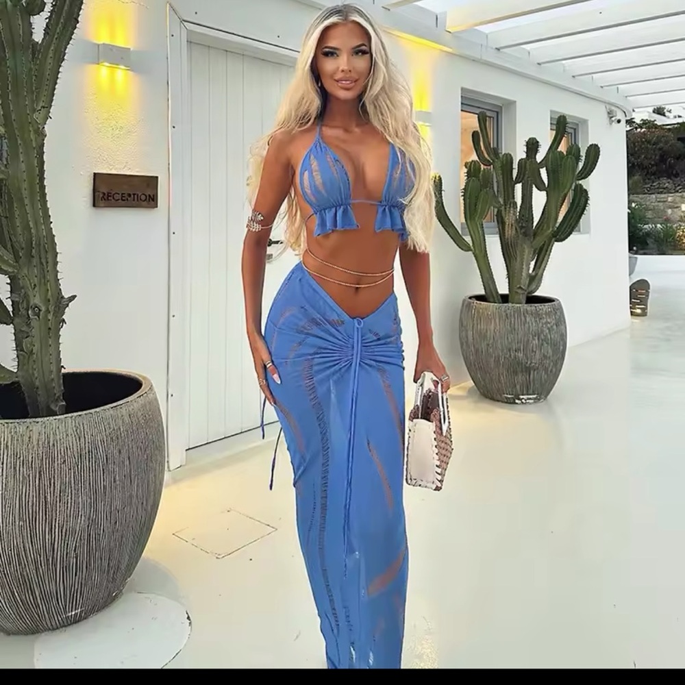 Blue Two-Piece set crochet S